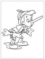 coloriage pinocchio a le nez qui pousse